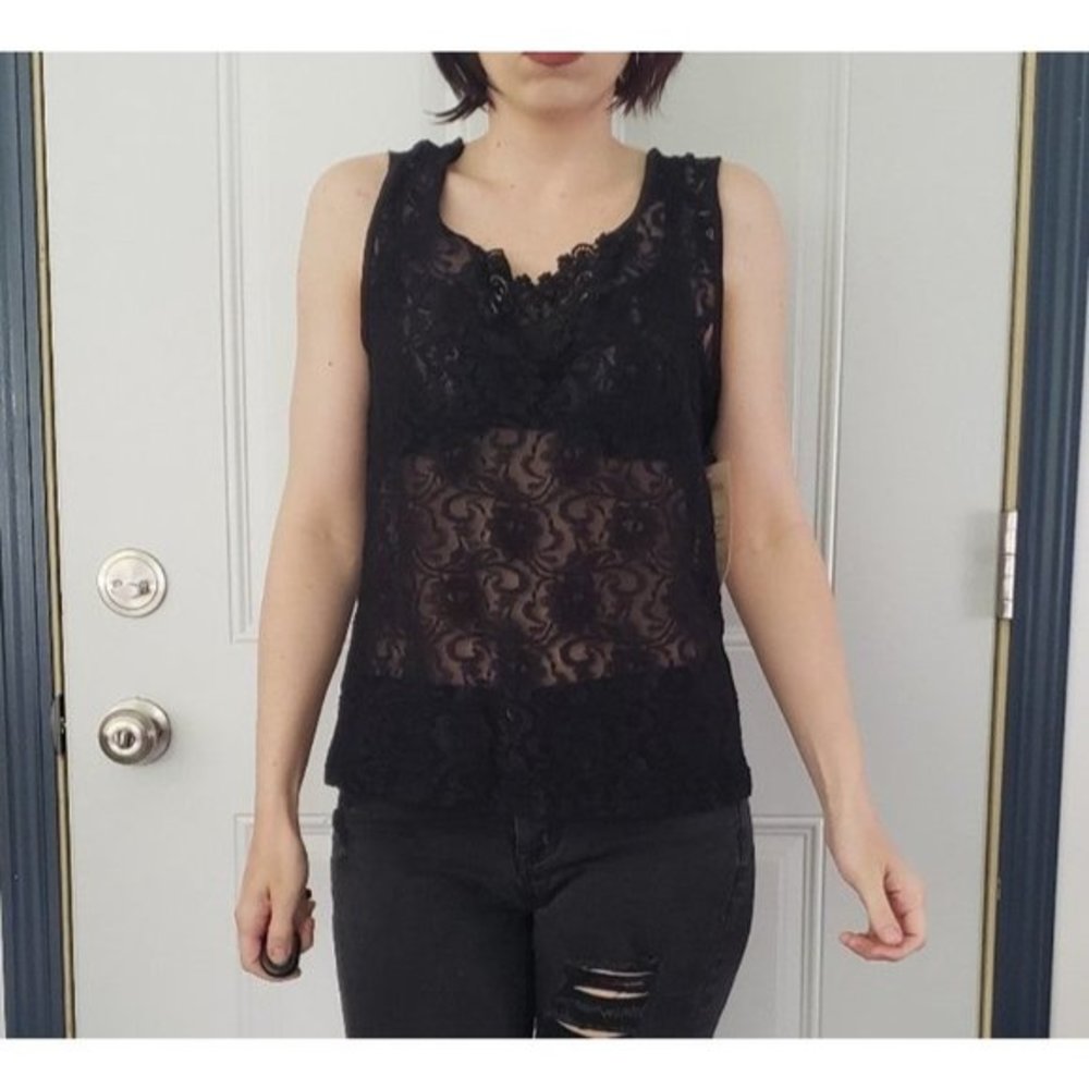 NWT Vintage Black Lace Tank Top